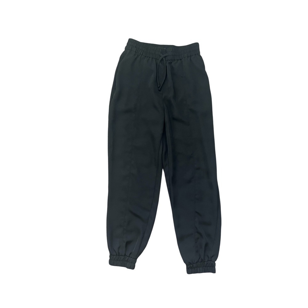 Zara Black Jogger Trousers Elastic Waist Drawstring Pants Small S MEX26 (0858)